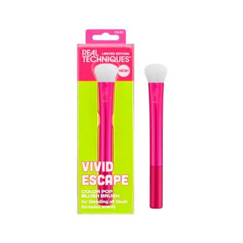 Real Techniques Vivid Escape Color Pop Brocha de maquillaje multifuncional para difuminar fácilmente