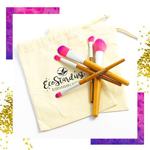 EcoStardust - Juego de pinceles de bambú con purpurina (60 g), color rosa