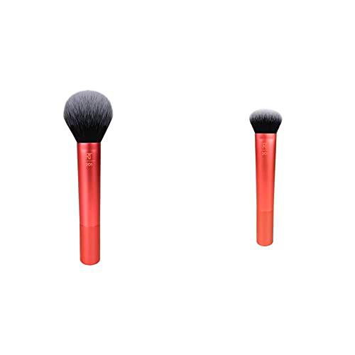 REAL TECHNIQUES Pincel de maquillaje en polvo, el embalaje y el color del mango pueden variar &amp; Pincel de maquillaje facial experto para base