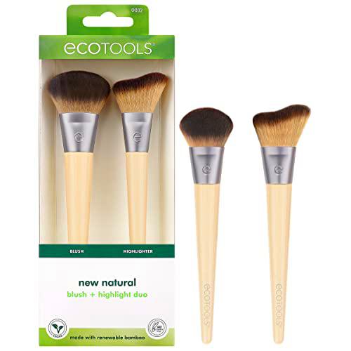 EcoTools New Natural Blush &amp; Highlight Duo, Face Makeup Brushes For Liquid &amp; Cream Foundation