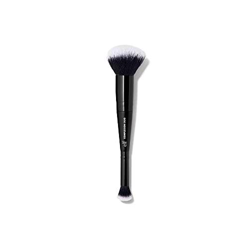 e.l.f. Brocha doble para corrector y base, cepillo de maquillaje 2 en 1 para corrector