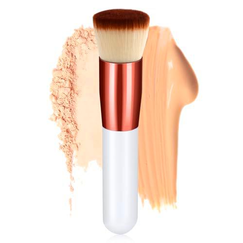 GlasFlength Brocha de Maquillaje, Pinceles Maquillaje Brocha Maquillaje Grande y Mullida Brocha Base Maquillaje Fluido Kabuki Profesional Suave y Denso para Mezcla Contorno Crema Corrector (Blanco)