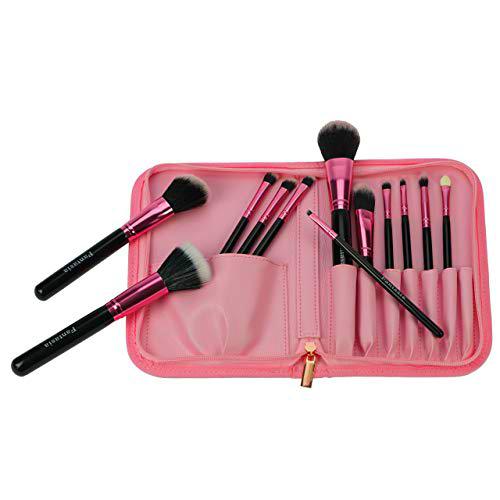 Fantasia - Juego de pinceles (12 unidades, con bolsillo con cremallera), color rosa