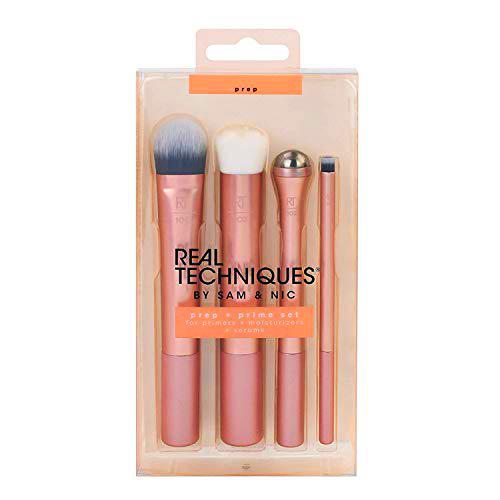 Real Techniques Prep and Prime Set - Juego con brochas de preparación y exfoliación (el color del embalaje y de los mangos puede ser diferente)