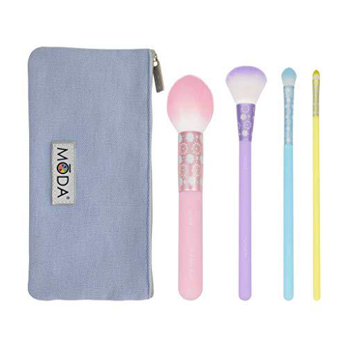 MODA Royal &amp; Langnickel - Juego completo de 5 brochas de maquillaje facial con bolsa que incluye colorete puntiagudo