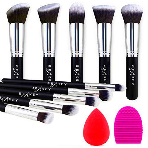 BEAKEY Set de Brochas de Maquillaje Profesional, Synthetic Kabuki Premium para Base Polvos Colorete Contorno